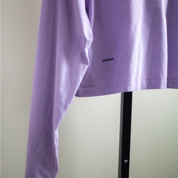 PANGAIA Lavender Long Sleeve [slightly] Cropped Shirt Top Purple - Picture 3 of 5